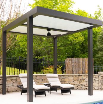 StruXure Pergola Pan 6 system next to a pool.