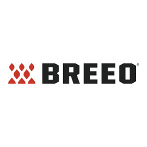Breeo logo with red flame icon