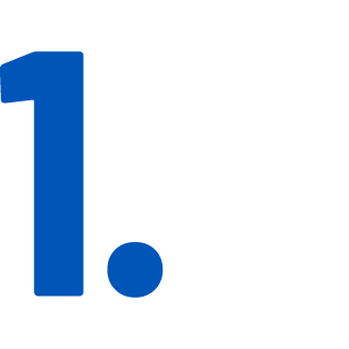 Blue number 1 with period on white background