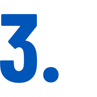 Large blue number three with period