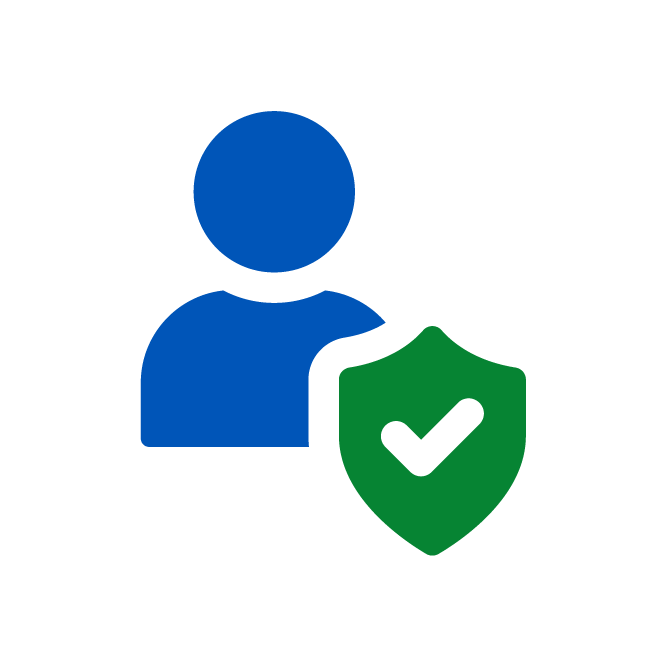 User icon with green shield checkmark