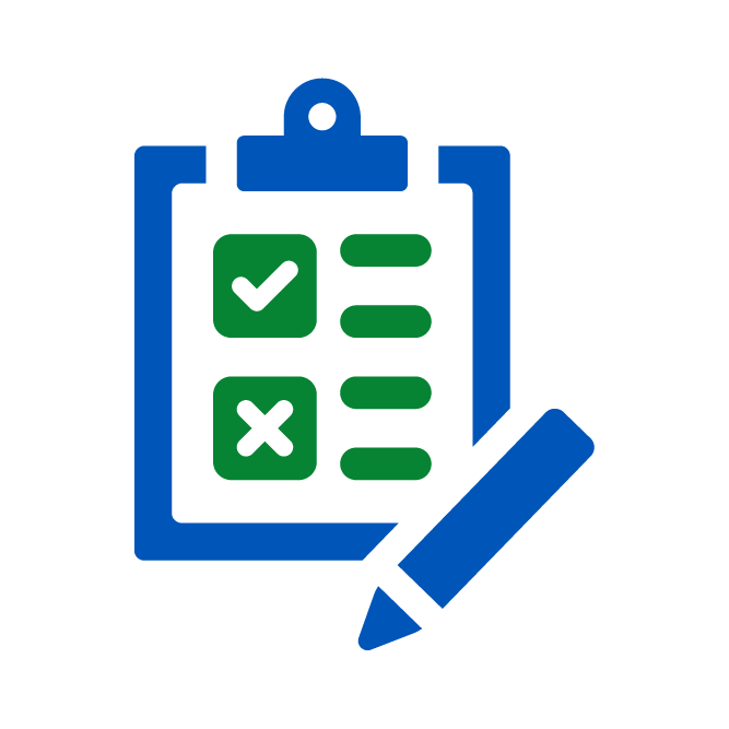 Clipboard checklist icon with pen