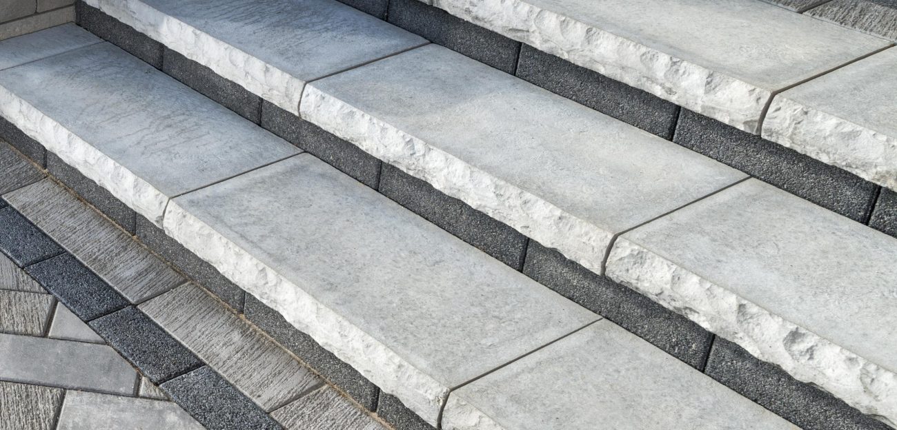Close-up of stone outdoor steps and pavers