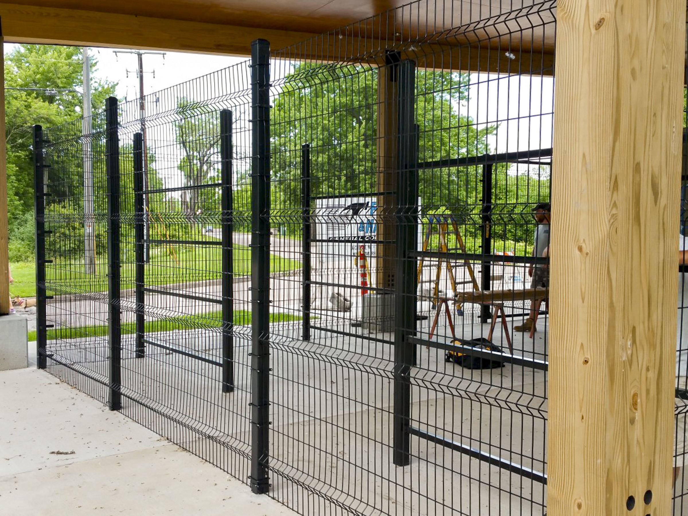 Welded Wire Fence to protect kayaks and other equipment for La Crosse Parks & Rec Department at Pettibone Beach.