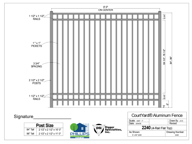 4-Rail Flat Top Aluminum Fencing | Phillips Outdoor Services - Onalaska, WI